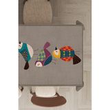 Rugviva MSO210 Dokuma Elit Kumaş Papağan Desenli Bej Leke Tutmayan 140x140 cm Masa Örtüsü