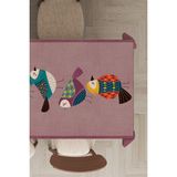 Rugviva MSO213 Dokuma Elit Kumaş Papağan Desenli Pembe Leke Tutmayan 140x100 cm Masa Örtüsü