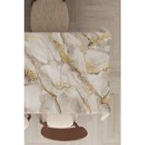 Rugviva MSO254 Dokuma Elit Kumaş Mermer Görünümlü Bej Leke Tutmayan 140x140 cm Masa Örtüsü