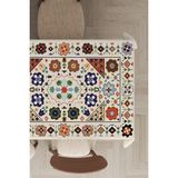 Rugviva MSO357 Dokuma Elit Kumaş Etnik Desen Renkli Leke Tutmayan 140x140 cm Masa Örtüsü