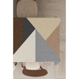 Rugviva MSO391 Dokuma Elit Kumaş Geometrik Desenli Bej Leke Tutmayan 140x180 cm Masa Örtüsü
