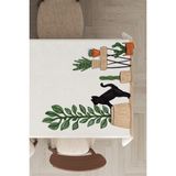 Rugviva MSO444 Dokuma Elit Kumaş Kaktüs Desenli Palatinete Mor Leke Tutmayan 140x100 cm Masa Örtüsü