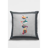 RugViva Premium Tay Tüyü Dokuma Kumaş Çift Taraflı Kuşlu Kırlent Yastık Kılıfı 43X43 Cm KRL209 - 43 x 43 cm - Gri
