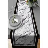 RugViva Premium Tay Tüyü Dokuma Leke Tutmaz Kumaş Masa Örtüsü Mermer Görünümlü Runner 40x140cm Rnr244