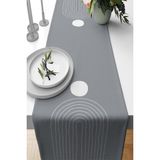 Rugviva RNR176 Tay Tüyü Süet Dokuma Leke Tutmaz Kumaş Soyut Modern Runner Gri 40x140 cm Masa Örtüsü