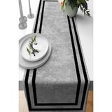 Rugviva RNR214 Dokuma Leke Tutmaz Elit Tay Tüyü Kumaş Runner Vintage Klasik Kenarlı Gri 40x140 cm Masa Örtüsü