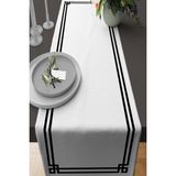 Rugviva RNR276 Köşeli Tay Tüyü Dokuma Elit Leke Tutmaz Kumaş Runner Beyaz 40x140 cm Masa Örtüsü