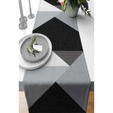Rugviva RNR347 Elit Tay Tüyü Dokuma Leke Tutmaz Kumaş Geometrik Runner Siyah 40x140 cm Masa Örtüsü