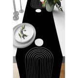 Rugviva RNR368 Soyut Modern Tay Tüyü Süet Dokuma Leke Tutmaz Kumaş Runner Siyah 40x140 cm Masa Örtüsü