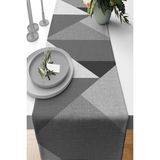 Rugviva RNR392 Geometrik Tay Tüyü Dokuma Elit Leke Tutmaz Kumaş Runner Gri 40x140 cm Masa Örtüsü