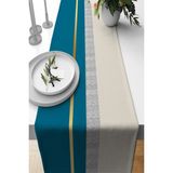 Rugviva RNR485 Turkuaz Leke Tutmaz Premium Tay Tüyü Dokuma Kumaş Runner 40x140 cm Masa Örtüsü