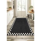 Rugviva Siyah Hasır Desen Kaymaz Taban Mutfak Halısı Ar331, Siyah, 100 X 200