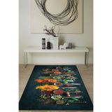 Rugviva Siyah Kaymaz Tabanlı Makinede Yıkanabilir Mutfak Halısı Mt33, Gri, 160 X 230