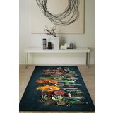 Rugviva Siyah Kaymaz Tabanlı Makinede Yıkanabilir Mutfak Halısı Mt33, Gri, 80 X 180
