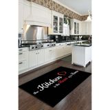 Rugviva Siyah Kaymaz Tabanlı Makinede Yıkanabilir Mutfak Halısı Mt49, Siyah, 100 X 160