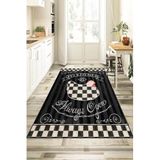 Rugviva Siyah Kaymaz Tabanlı Mutfak Halısı, Siyah, 120 X 180