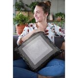 RugViva Tay Tüyü Dokuma Premium Kumaş Çift Taraflı Kırlent Yastık Kılıfı Klasik Çerçeveli 43X43 Cm KRL365 - 43 x 43 cm - Kahverengi