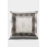 RugViva Tay Tüyü Dokuma Premium Kumaş Çift Taraflı Kırlent Yastık Kılıfı Zincir Çerçeveli 43X43 Cm KRL398 - 43 x 43 cm - Bej