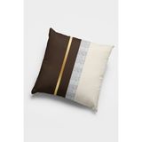 RugViva Tay Tüyü Dokuma Varak Çizgili Premium Kumaş Çift Taraflı Kırlent Yastık Kılıfı 43X43 Cm KRL979 - 43 x 43 cm - Kahverengi