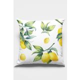 Rugviva Tay Tüyü Döşemelik Premium Kumaş Dekoratif Çift Taraflı Limonlu Kırlent Kılıfı 43X43Cm Krl081