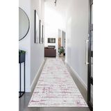 Rugviva Vintage Kaymaz Tabanlı Makinede Yıkanır Kesme Rulo Yolluk, Pembe, 80 X 230