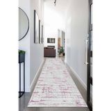 Rugviva Vintage Kaymaz Tabanlı Makinede Yıkanır Kesme Rulo Yolluk, Pembe, 80 X 330