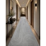 Ruha Home Modern Çizgili Gri Beyaz Bambu Jel Koridor Halısı 100X400 cm Kaymaz Taban Yıkanabilir Lüks Dekoratif Halı - Açık Mavi - 100 x 350 cm