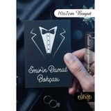 Ruhab Kişiye Özel Damat Gelin Bohça Kartı / Gelin Bohçası / Hediye Kartı / Isimlik / Düğün Nişan Söz - 00-Siyah - Beyaz