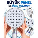 Ruhes 6 Sprey Modlu Filtreli Duş Başlığı Büyük Su Paneli Silikon Nozullu Beyaz Modern Tasarım - Çok Renkli