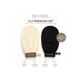 RUIADA 2’li Premium Kese Seti Ekru - Siyah Spa Banyo Peeling Eldiveni %100 Floş İpek