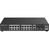 Ruijie Reyee Reyee RG-ES220GS-LP 20 Portlu 10-100-1000 Yönetilebilir 2SFP 2 Gigabit RJ45 Uplink 16Port PoE+(130W)