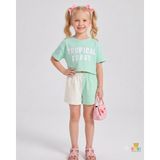 Ruki Çocuk Kız Çocuk Crop T-Shirt Şort Takım - 4 - 5 Yaş - Yeşil - Beyaz