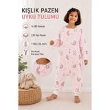RUKİYE YAVUZ Pamuk Pazen Kışlık Uzun Kollu Bebek Çocuk Uyku Tulumu %100 Pamuk Çift Kat Pazen Elyafsız 20-24°C 1 Tog Pembe