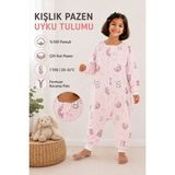 Rukiye Yavuz Pamuk Pazen Kışlık Uzun Kollu Bebek ve Çocuk Uyku Tulumu %100 Pamuk Çift Kat Pazen Elyafsız 1 TOG 20-24°C Pembe - 3 - 4 Yaş