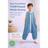 RUKİYE YAVUZ Pamuk Pazen Yazlık Kolsuz Müslin Bebek Çocuk Uyku Tulumu %100 Pamuk Kumaş 0,5 Tog