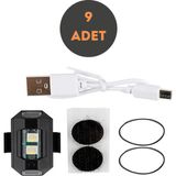 Rukye Shop 9 Adet Mini Uçak Kanat Led Kablosuz Aircraft Rgb Led Lamba Kablosuz Mini Çakar Usb Şarjlı