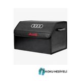 Rukye Shop Audi Marka Logolu Oto Bagaj Organizer Çanta Oto Bagaj Çantası 2 Bölmeli Suni Deri