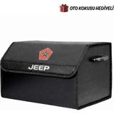 Rukye Shop Jeep Marka Logolu Oto Bagaj Organizer Çanta Oto Bagaj Çantası 2 Bölmeli Suni Deri