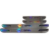 Rukye Shop Opel Hologram Logolu Araca Özel Marka Logolu Aynalı Kapı Eşiği Koruyucu Yapıştırma 4'lü Set