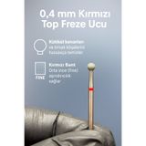 Rulia Professional Rulia 0,4 mm Kırmızı Top Freze Ucu – Profesyonel Manikür & Pedikür İçin Hassas Temizlik