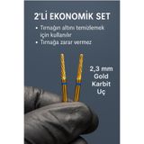 Rulia Professional RULIA 2’li Ekonomik 2,3 mm Gold Karbit Freze Uç – Profesyonel Manikür & Pedikür İçin