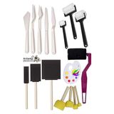 Rulo Kesik Uclu Ve Tampon Sunger Firca Seti 17 Parca 1 Paket Resim Paleti Ponpon Spatula Akrilik Boya Yagli Boya Guaj Boya Sulu Boya Sanatsal