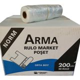 Rulo Market Poşeti Torbası - Atlet Poşet - Şeffaf - Orta Boy - 20x200 Adet - Koli
