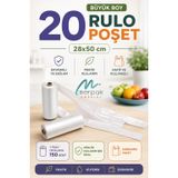 Rulo Poşet Büyük Boy 20 Rulo Hışır Atlet Poşet 28X50 Cm Market Manav Poşeti Çöp Poşeti