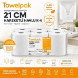 Rulopak Towelpak 21 cm Hareketli Kağıt Havlu K-4 2 Katlı Profesyonel Kullanım - Beyaz