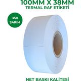 RULORULO 100X38 Termal Karton Raf Etiketi 20 Adet 350 Sarım Çentikli