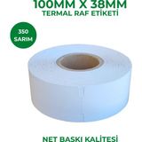 RULORULO 100x38 Termal Karton Raf Etiketi 350 Sarım Çentikli 1 Adet
