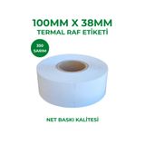 RULORULO 100x38 Termal Karton Raf Etiketi 350 Sarım Çentikli 10 Rulo 3500 Adet Etiket