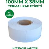 RULORULO 100X38 Termal Karton Raf Etiketi 350 Sarım Çentikli 20 Rulo 7000 Adet Etiket