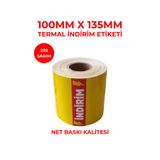 RULORULO 135x100 Termal Karton Etiketi Sarı Renk 250 Sarım 5 Adet Rulo